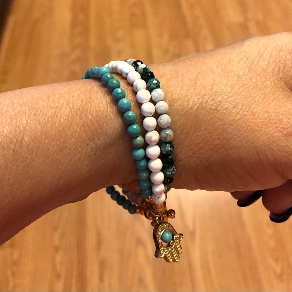 Three layers Agate Bracelet Gold Plated